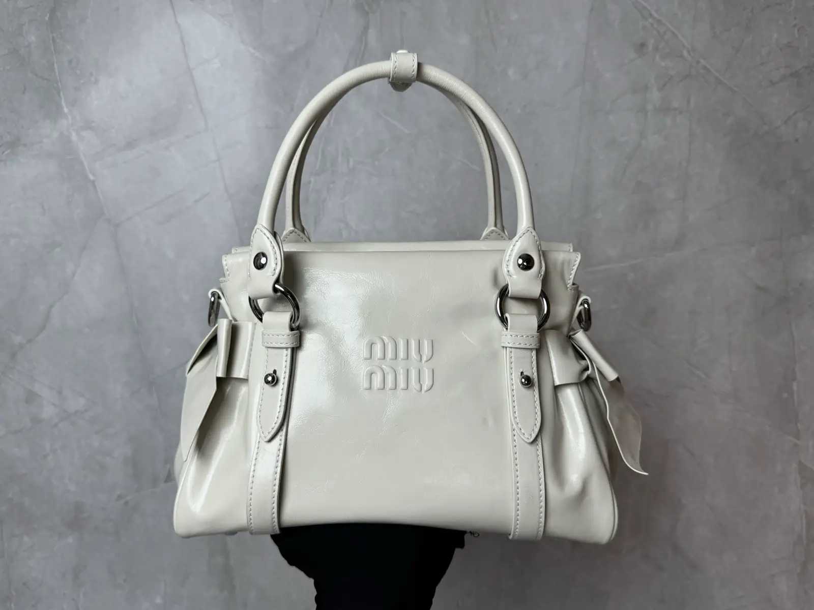 Miu Miu White Bow Detail Top Handle Bag image 1