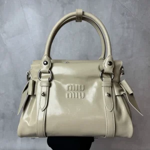 Miu Miu Beige Bow Detail Top Handle Bag image 1
