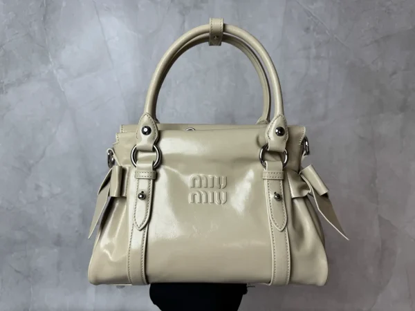 Miu Miu Beige Bow Detail Top Handle Bag image 1