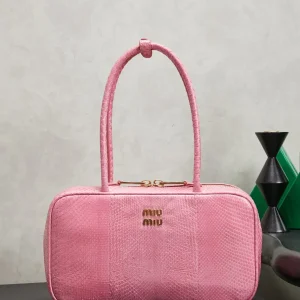Miu Miu Pink Snake Print Top Handle Bag image 1
