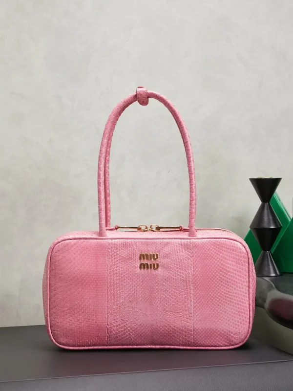 Miu Miu Pink Snake Print Top Handle Bag image 1