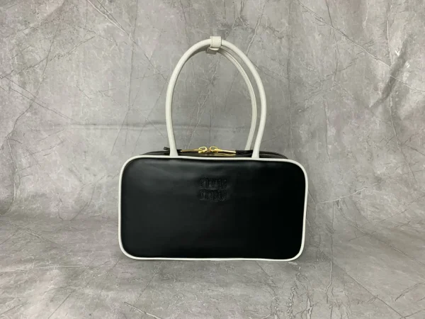 Miu Miu Black Top Handle Bag with White Trim image 1