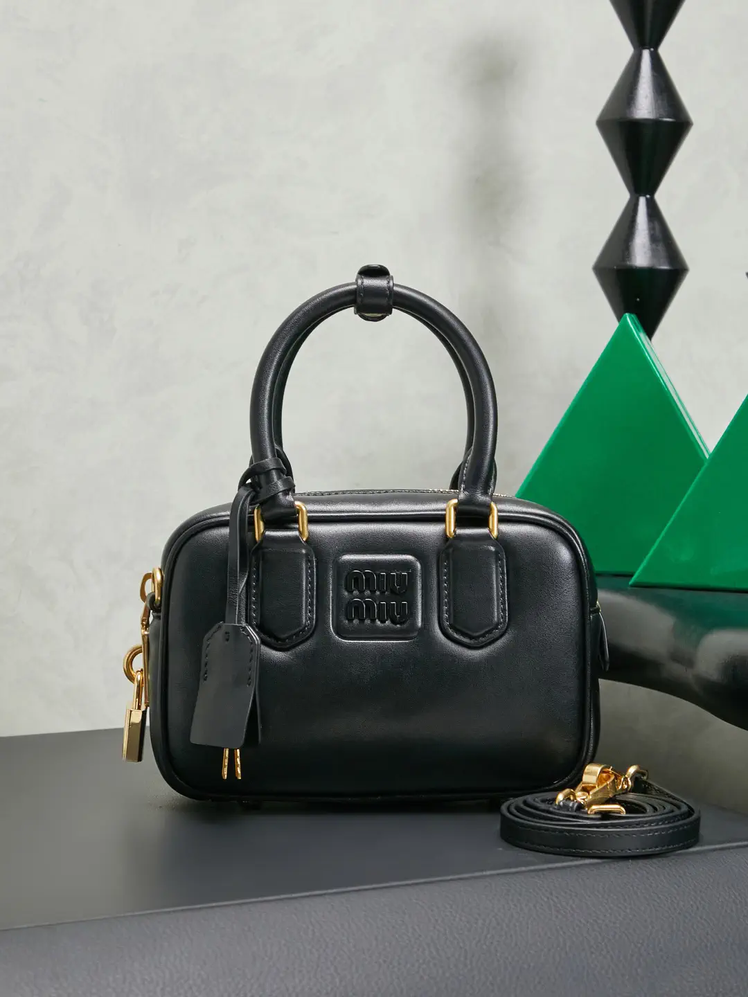 Miu Miu Black Leather Top Handle Bag image 1