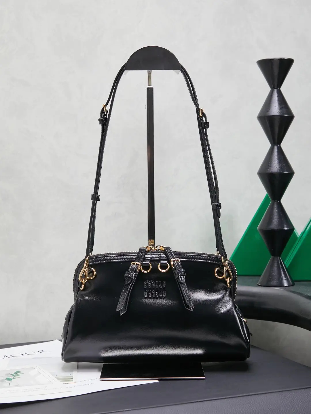 Miu Miu Black Leather Convertible Bag image 1