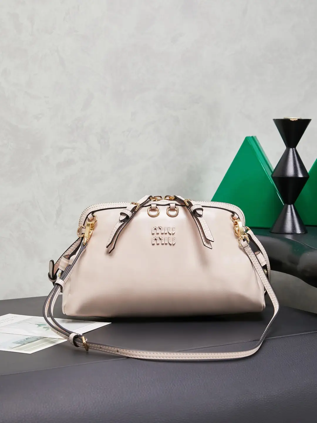 Miu Miu Beige Leather Crossbody Bag image 1