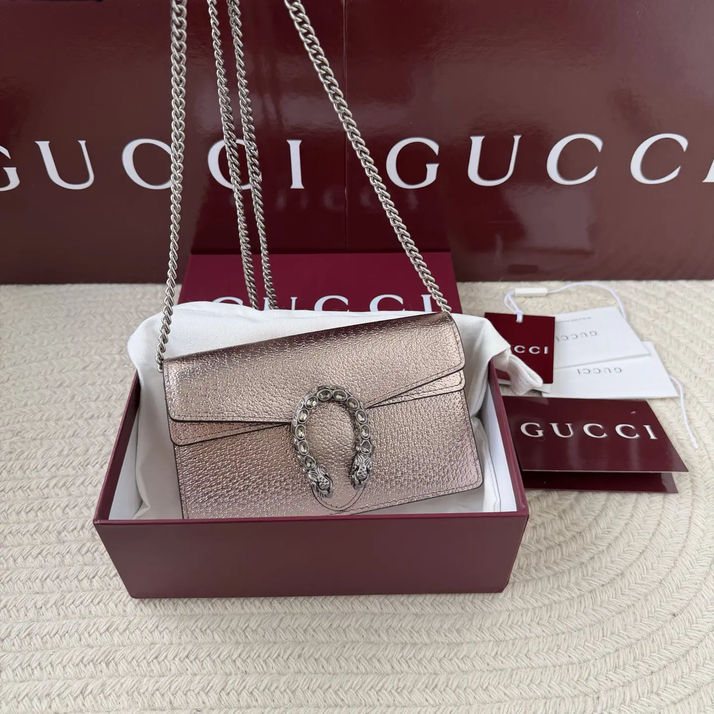 Gucci Metallic Rose Gold Chain Shoulder Bag image 1