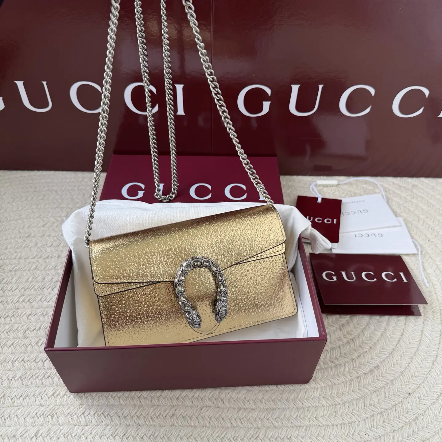 Gucci Gold Chain Crossbody Bag with Crystal Horsebit Clasp image 1