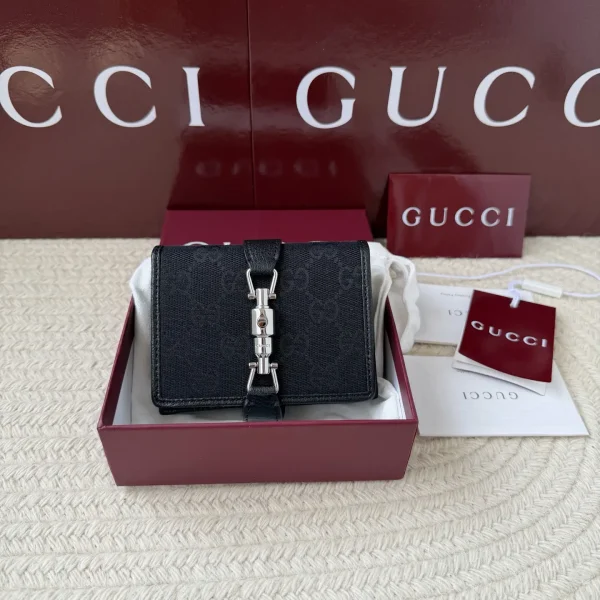 Gucci Black Monogram Canvas Wallet with Horsebit Closure image 1