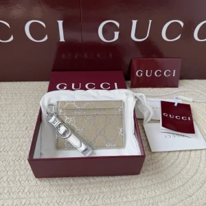 Gucci Monogram Card Holder with Silver Strap image 1