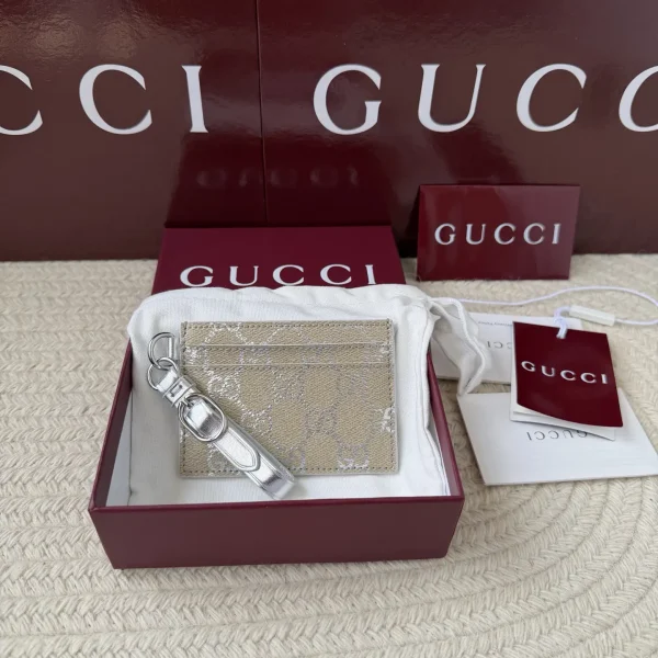 Gucci Monogram Card Holder with Silver Strap image 1