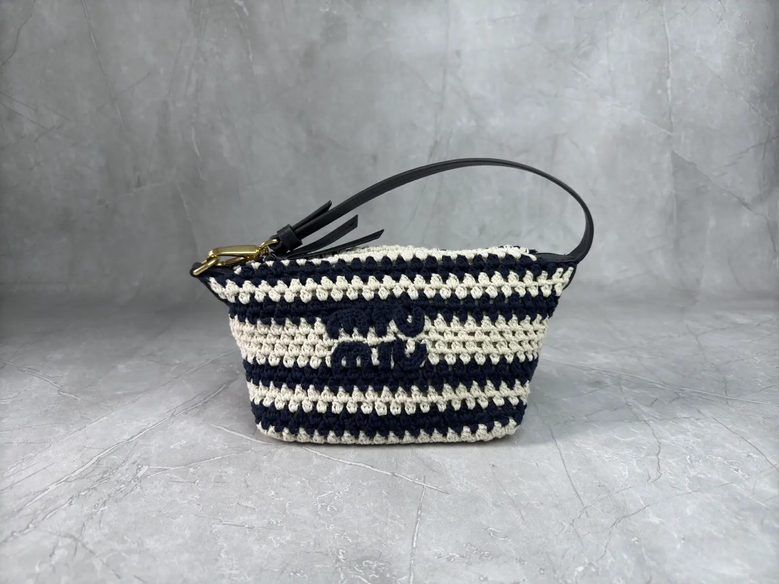 Miu Miu Striped Crochet Top Handle Bag image 1