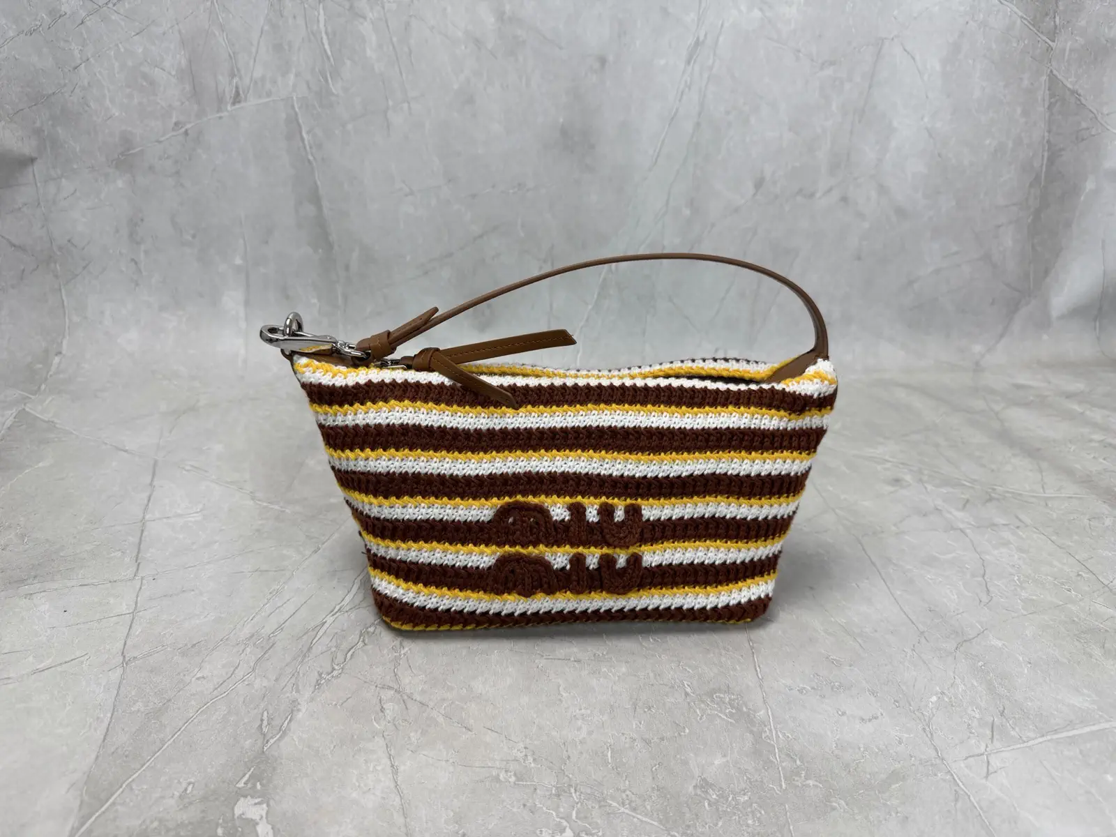 Miu Miu Striped Crochet Top Handle Bag image 1