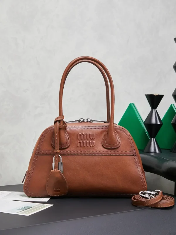 Miu Miu Brown Leather Top Handle Bag image 1