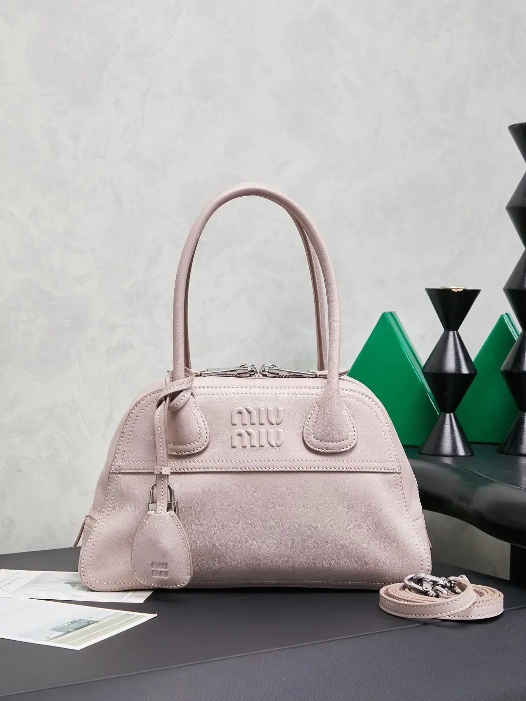 Miu Miu Light Pink Leather Top Handle Bag image 1