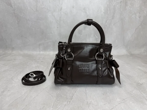 Miu Miu Dark Brown Bow Detail Top Handle Bag image 1