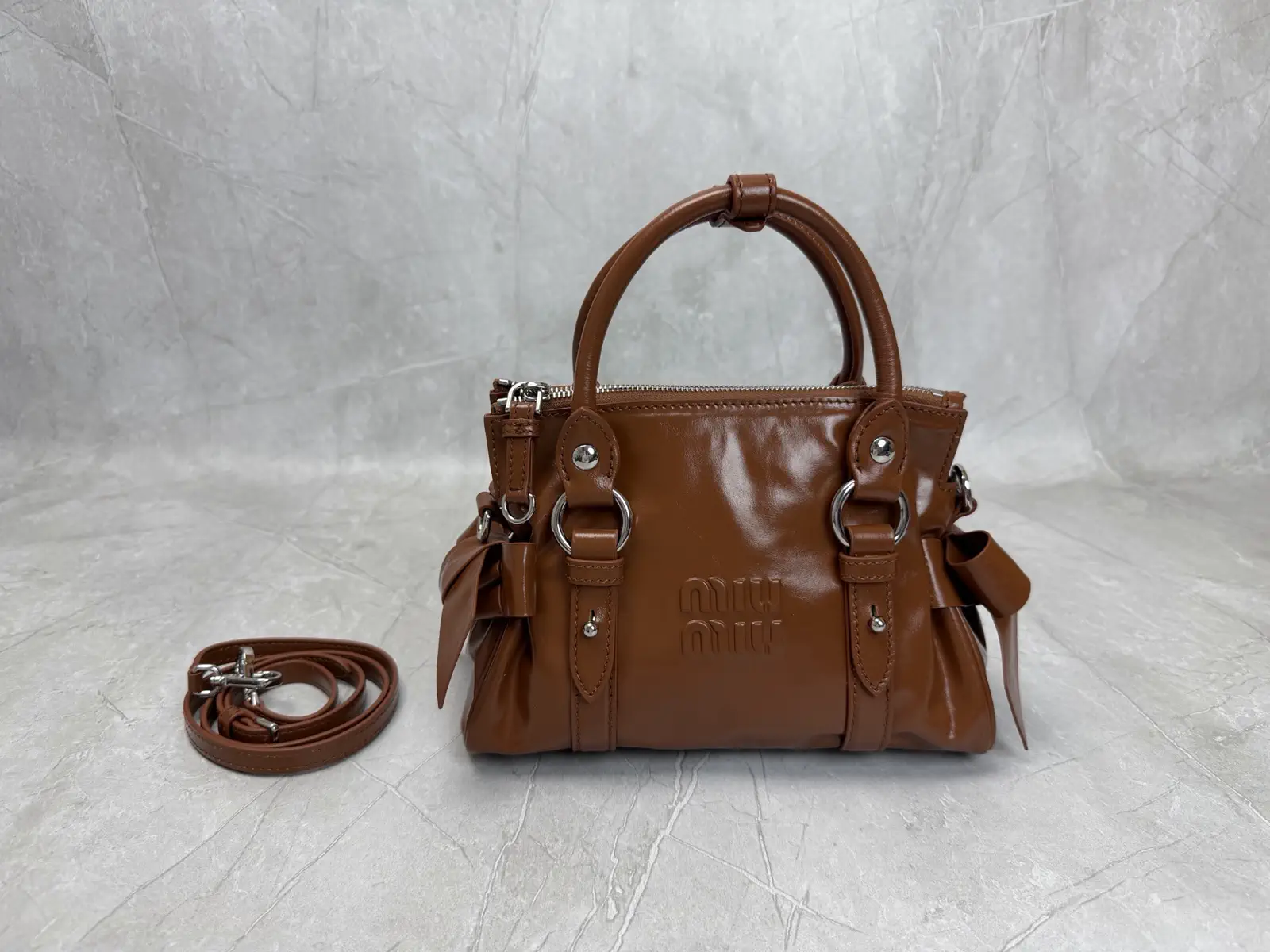 Miu Miu Brown Bow Detail Top Handle Bag image 1