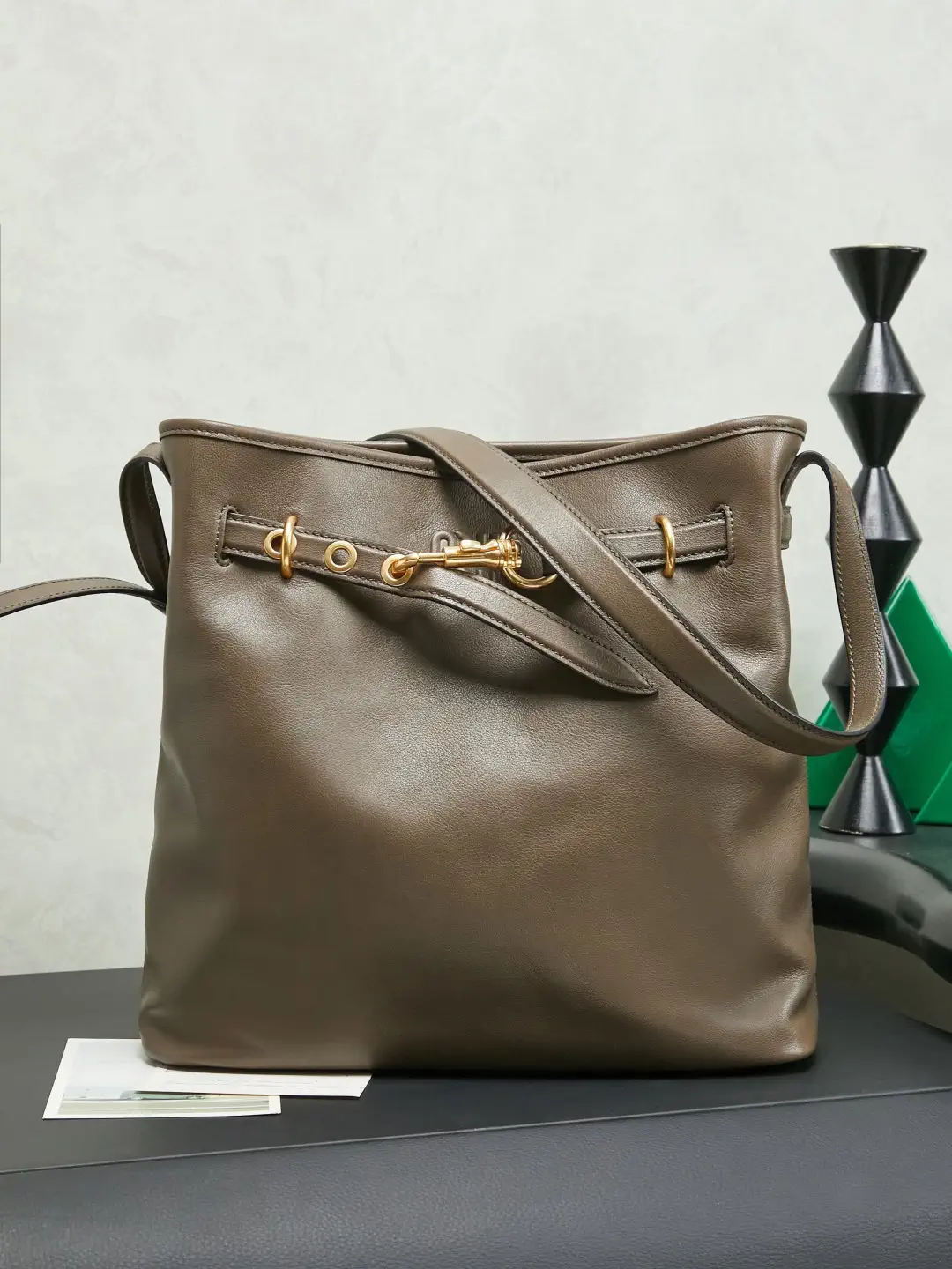 Miu Miu Taupe Bucket Bag image 1