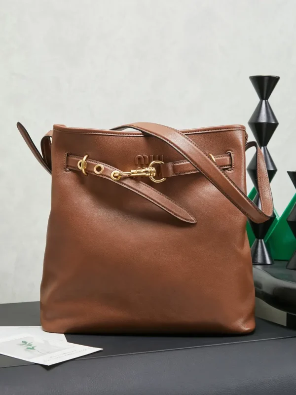Miu Miu Brown Leather Bucket Bag image 1