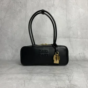 Miu Miu Black Leather Shoulder Bag with Lock Charms image 1