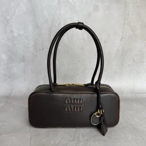Miu Miu Dark Brown Leather Top Handle Bag image 1