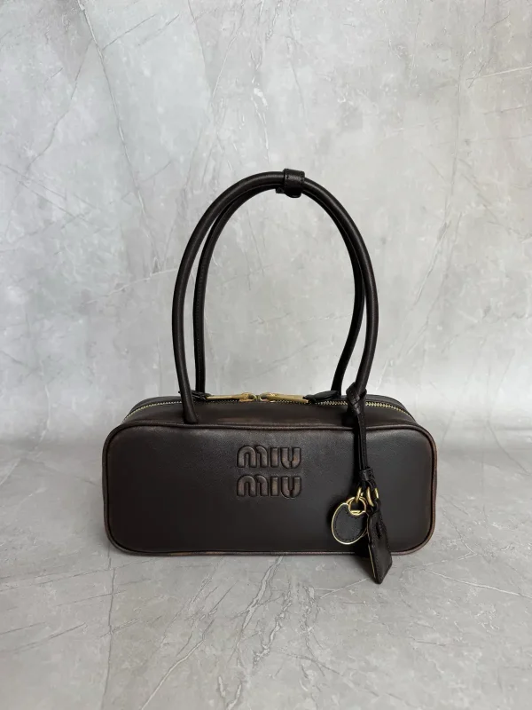Miu Miu Dark Brown Leather Top Handle Bag image 1