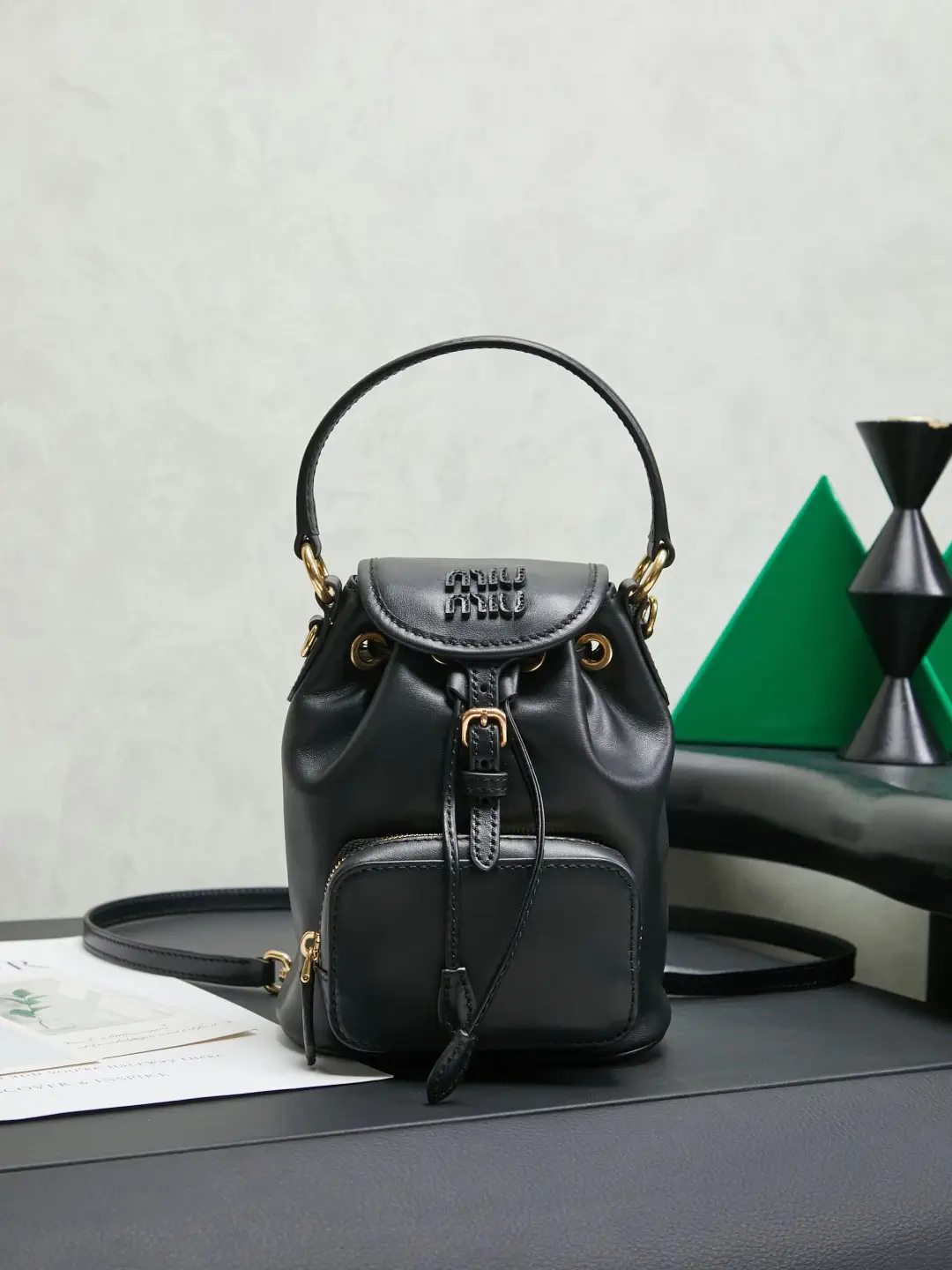 Miu Miu Black Leather Mini Bucket Bag image 1