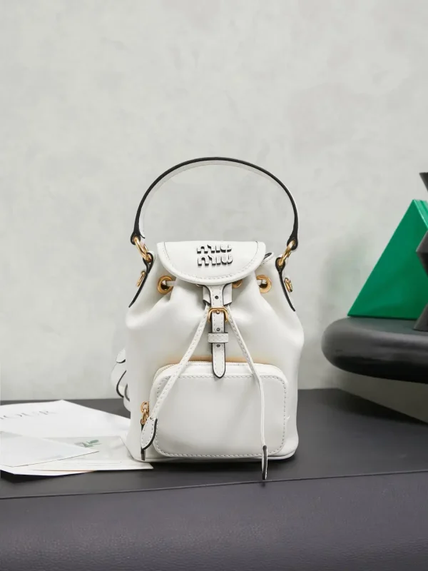 Miu Miu White Mini Bucket Backpack image 1