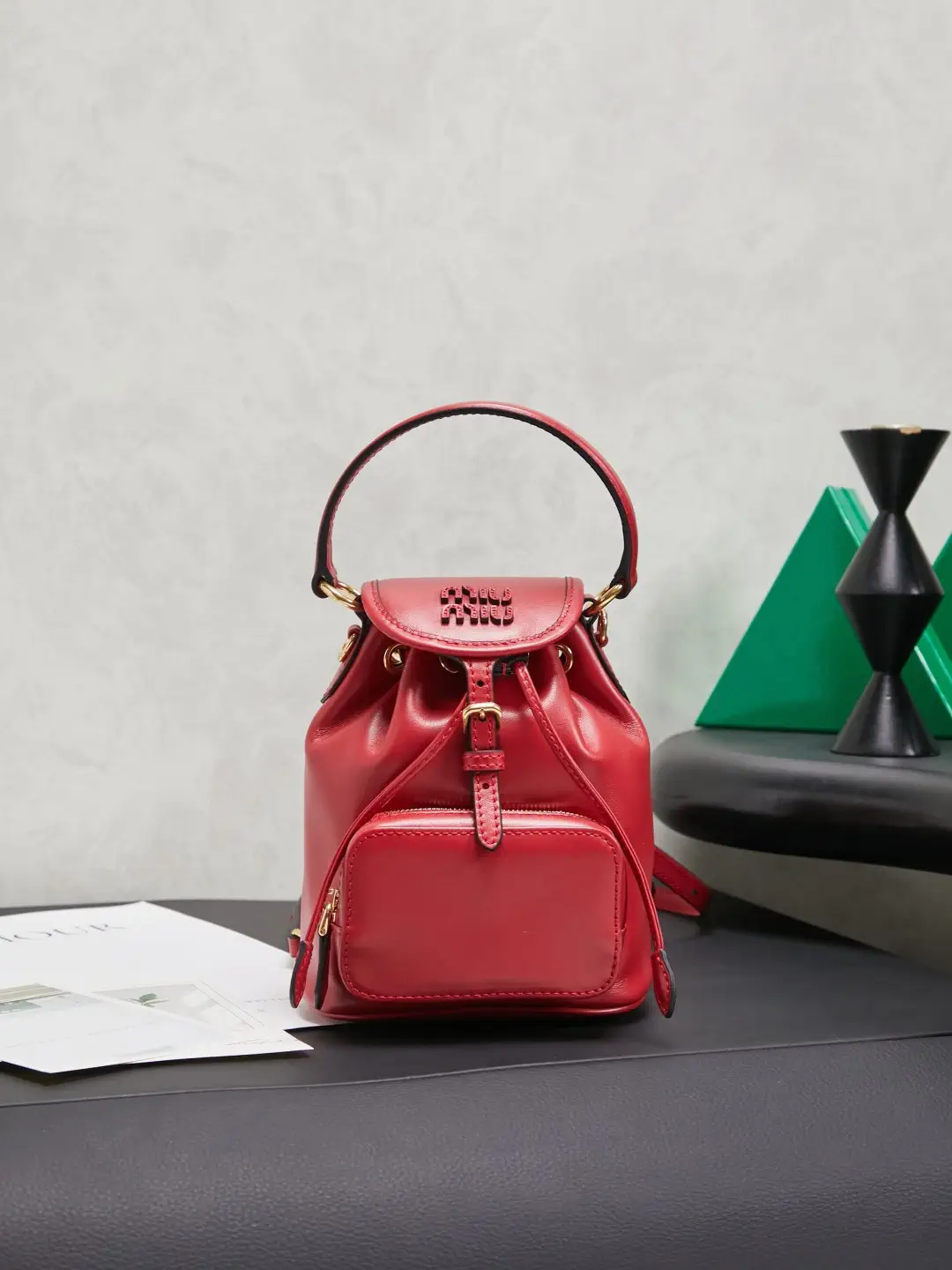 Miu Miu Red Leather Mini Backpack image 1