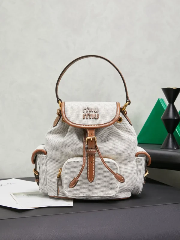 Miu Miu Canvas and Leather Trim Backpack image 1