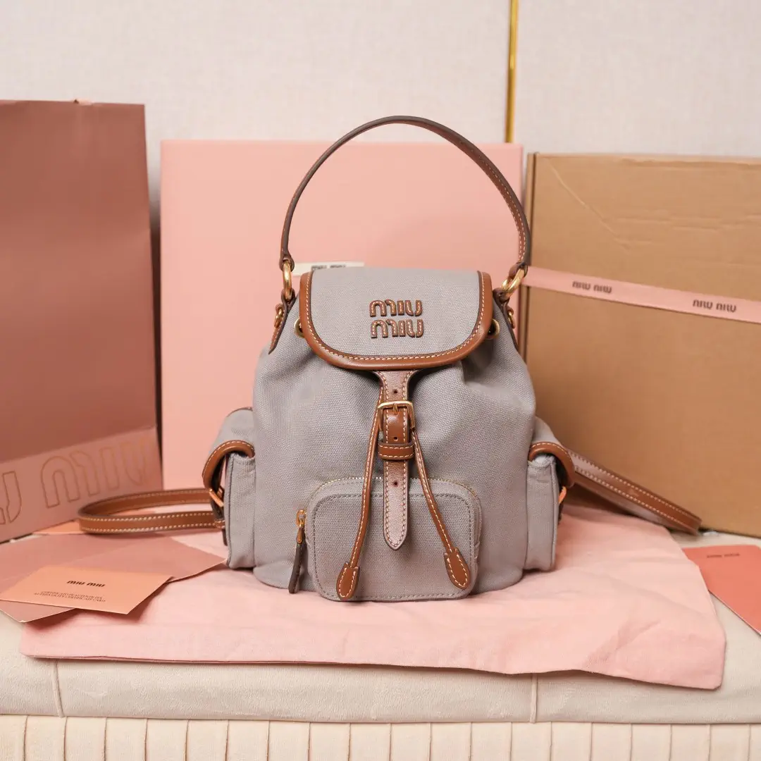 Miu Miu Canvas and Leather Backpack image 1