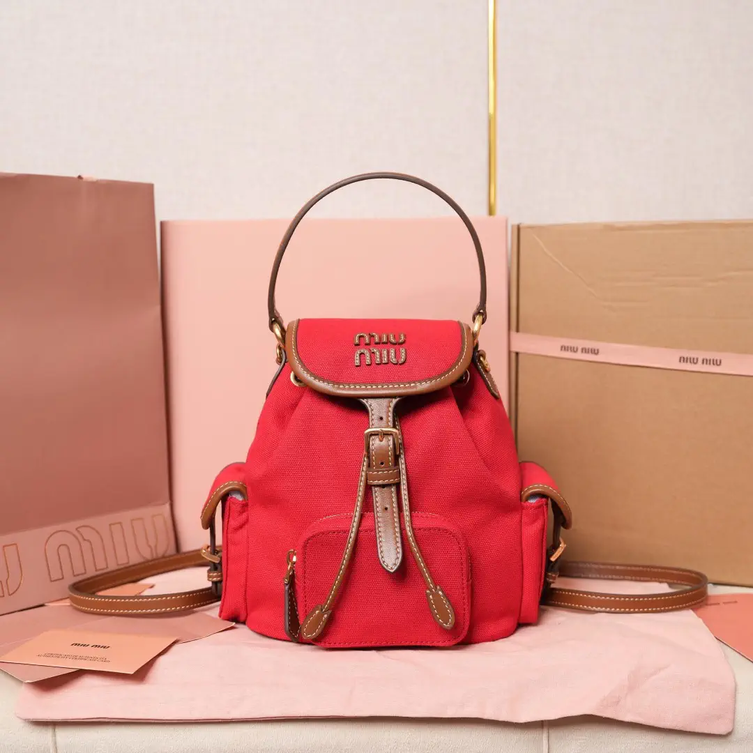 Miu Miu Canvas and Leather Backpack image 1
