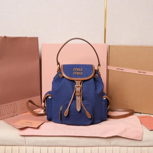 Miu Miu Canvas and Leather Backpack image 1