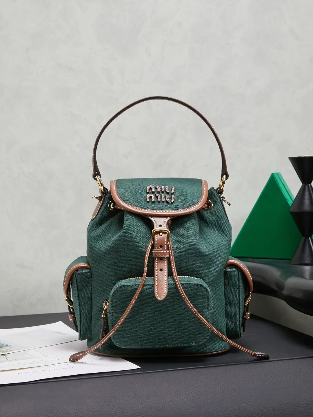 Miu Miu Canvas and Leather Trim Backpack image 1