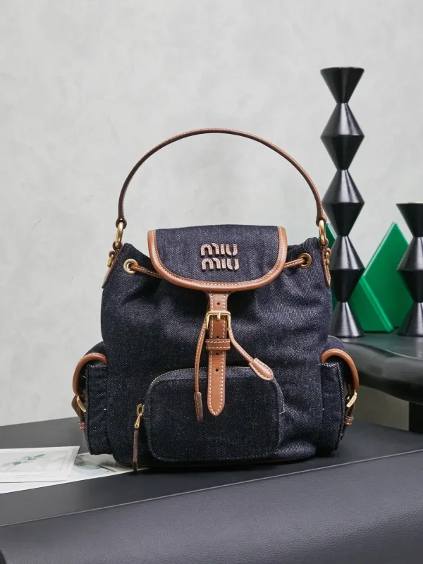 Miu Miu Denim and Leather Trim Backpack image 1