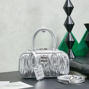 Miu Miu Silver Quilted Mini Top Handle Bag image 1