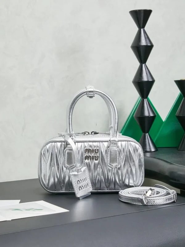 Miu Miu Silver Quilted Mini Top Handle Bag image 1