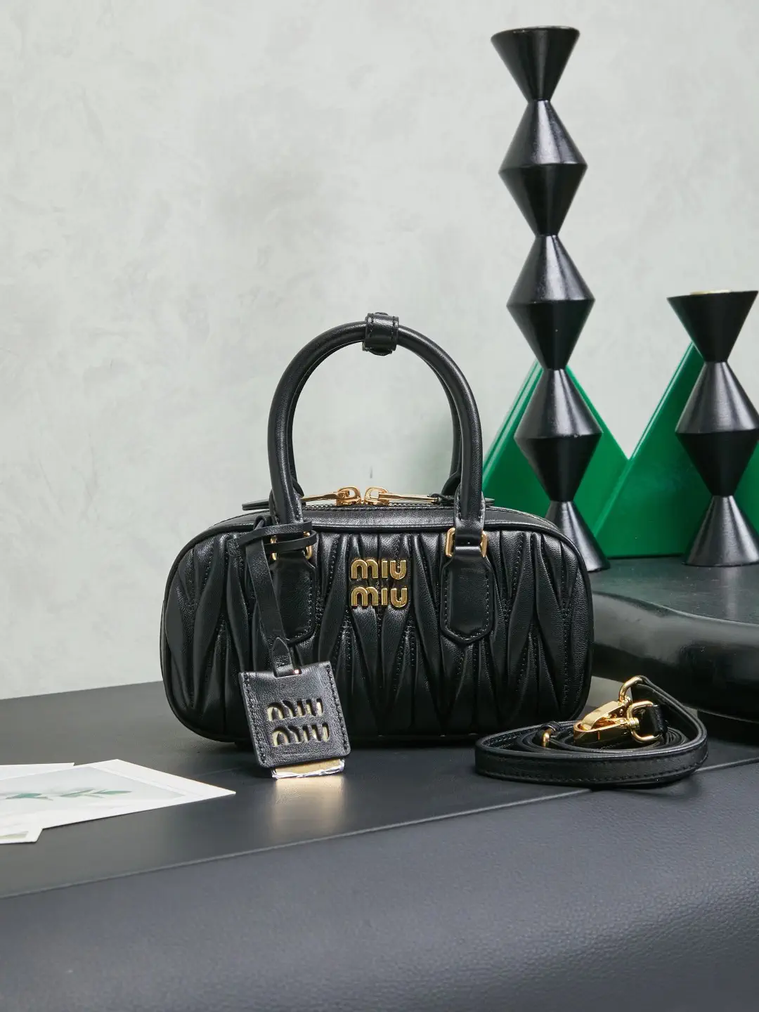 Miu Miu Black Quilted Mini Top Handle Bag image 1