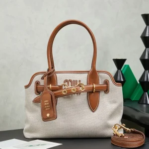 Miu Miu Canvas and Leather Top Handle Bag image 1