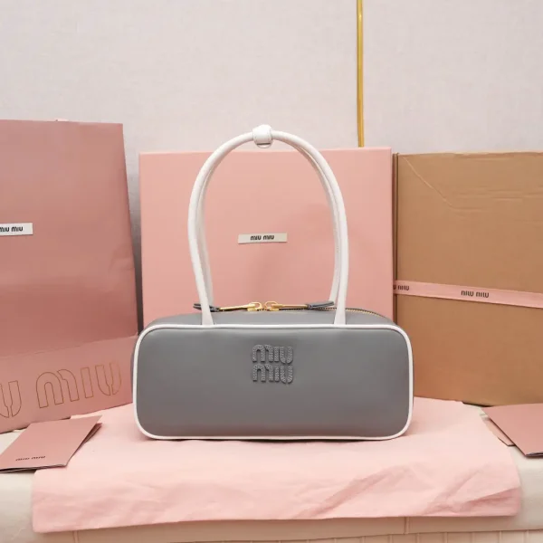 Miu Miu Grey Two-Tone Bowling Bag image 1