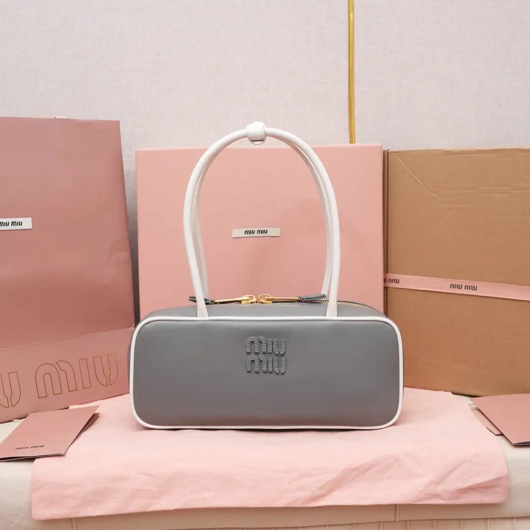 Miu Miu Grey Two-Tone Bowling Bag image 1