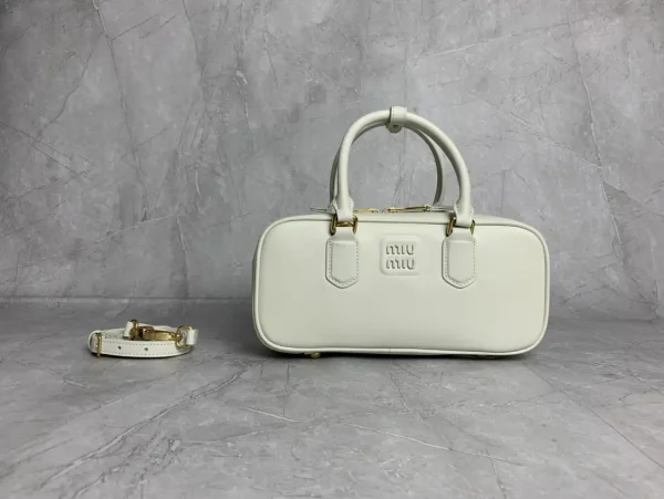 Miu Miu White Leather Top Handle Bag image 1