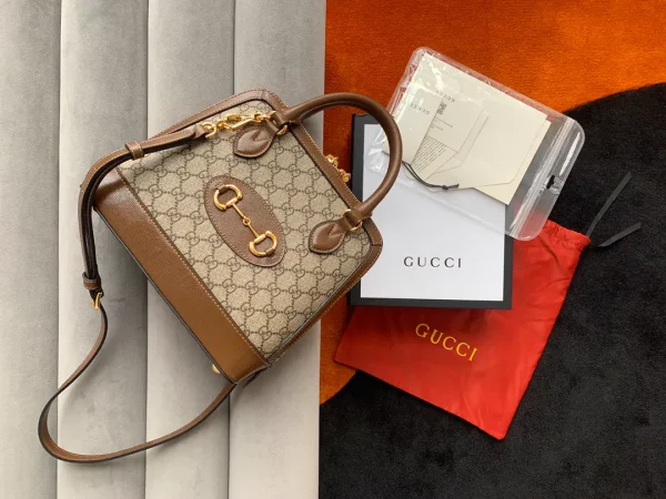 Gucci Monogram Top Handle Bag with Horsebit Detail image 1