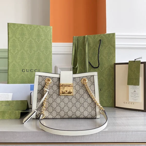 Gucci Padlock GG Monogram Shoulder Bag with White Trim image 1