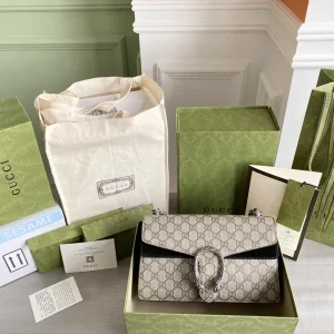 Gucci Monogram Shoulder Bag with Tiger Head Clasp image 1