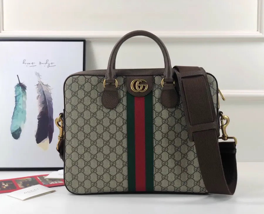 Gucci Monogram Web Stripe Briefcase Bag image 1