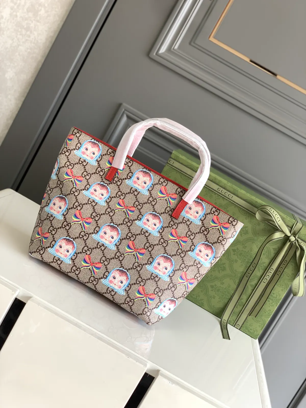 Gucci Doll Print Monogram Top Handle Bag image 1