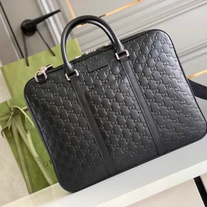 Gucci Black Embossed Briefcase Bag image 1