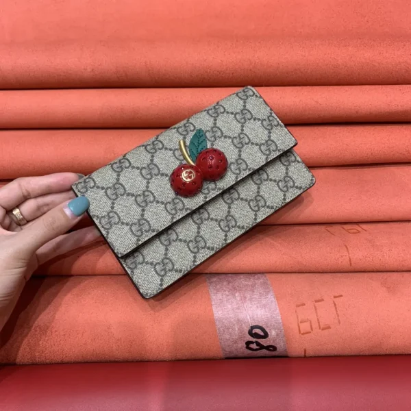 Gucci Cherry Decor Monogram Card Holder image 1