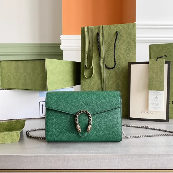 Gucci Green Leather Dionysus Chain Wallet image 1