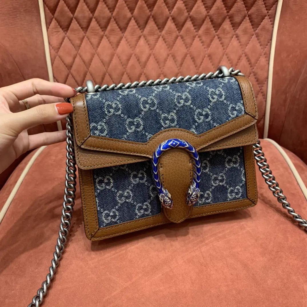 Gucci Denim Monogram Dionysus Shoulder Bag image 1